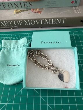 Tiffany & Co. Sterling Silver Heart Tag Charm Bracelet 7.5”
